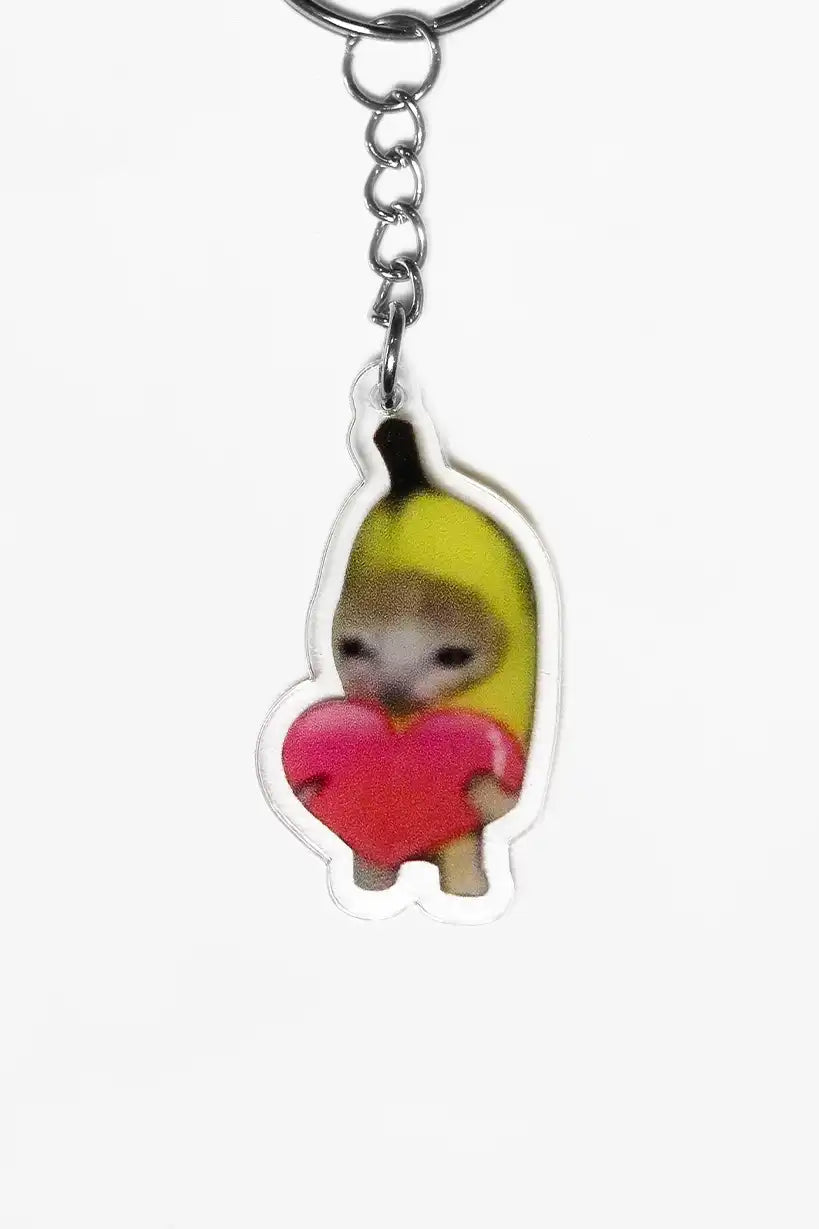 Crying Banana + Heart banana Cat • Keychain Acrylic