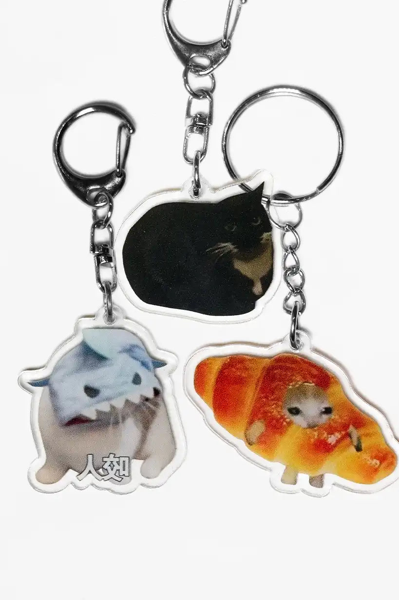 Maxwell Shark and Croissant Cat • Keychain Acrylic