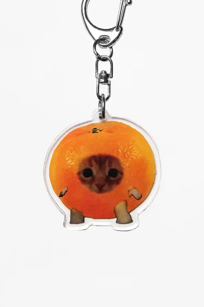 Spaghetti Orange and Kiwi Cat • Keychain Acrylic