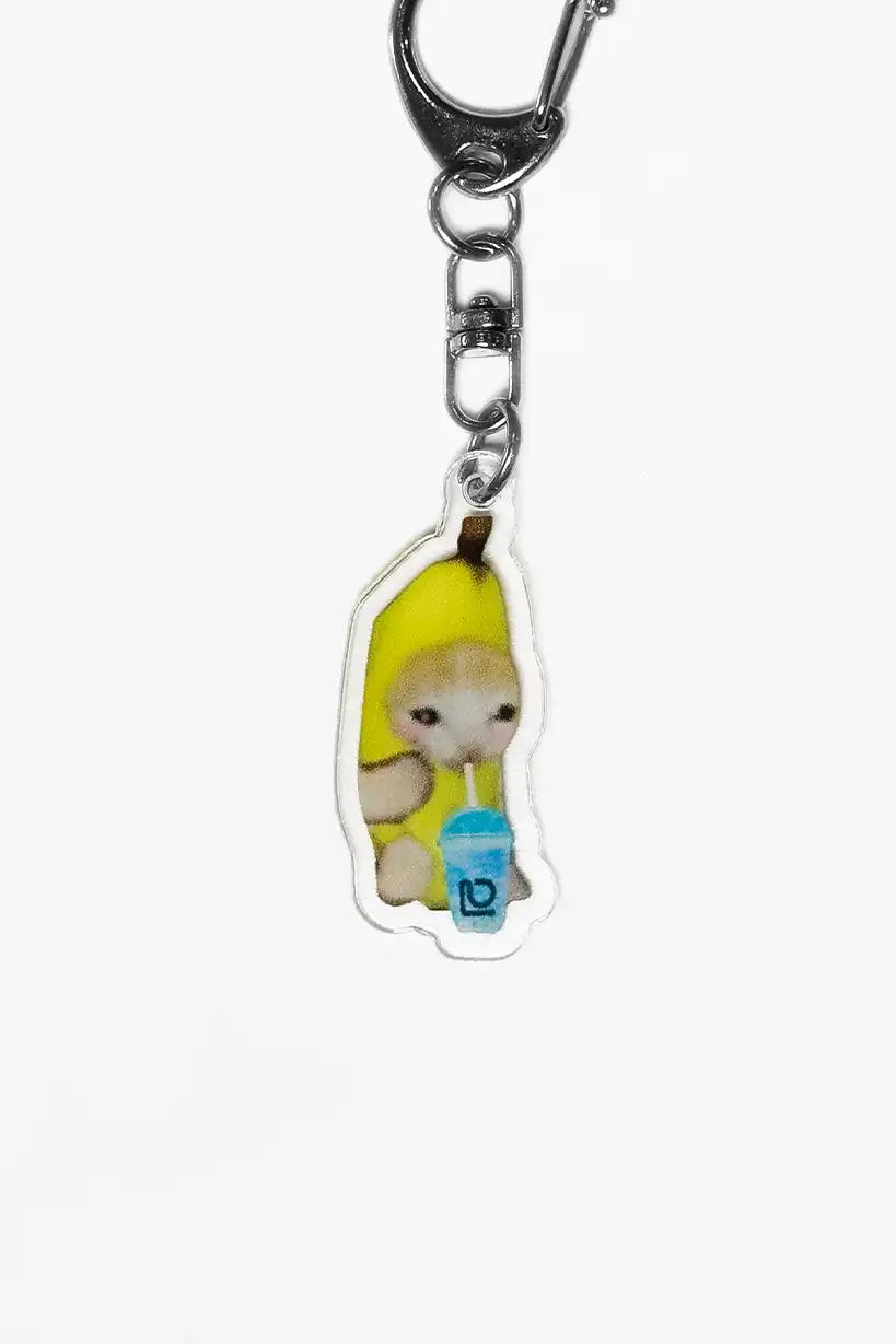 Banana Cats Drinking Boba Tea • Keychain Acrylic