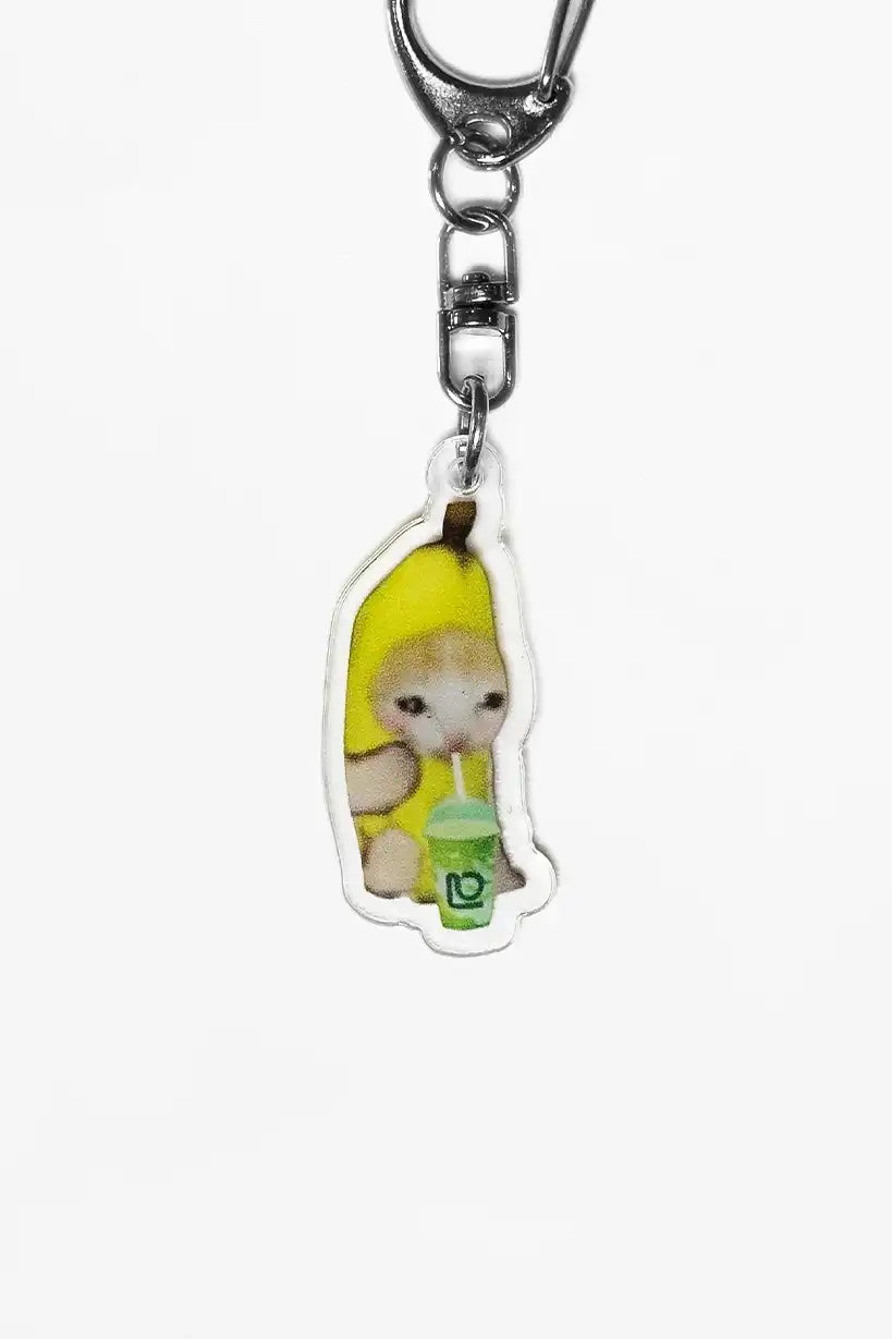 Banana Cats Drinking Boba Tea • Keychain Acrylic