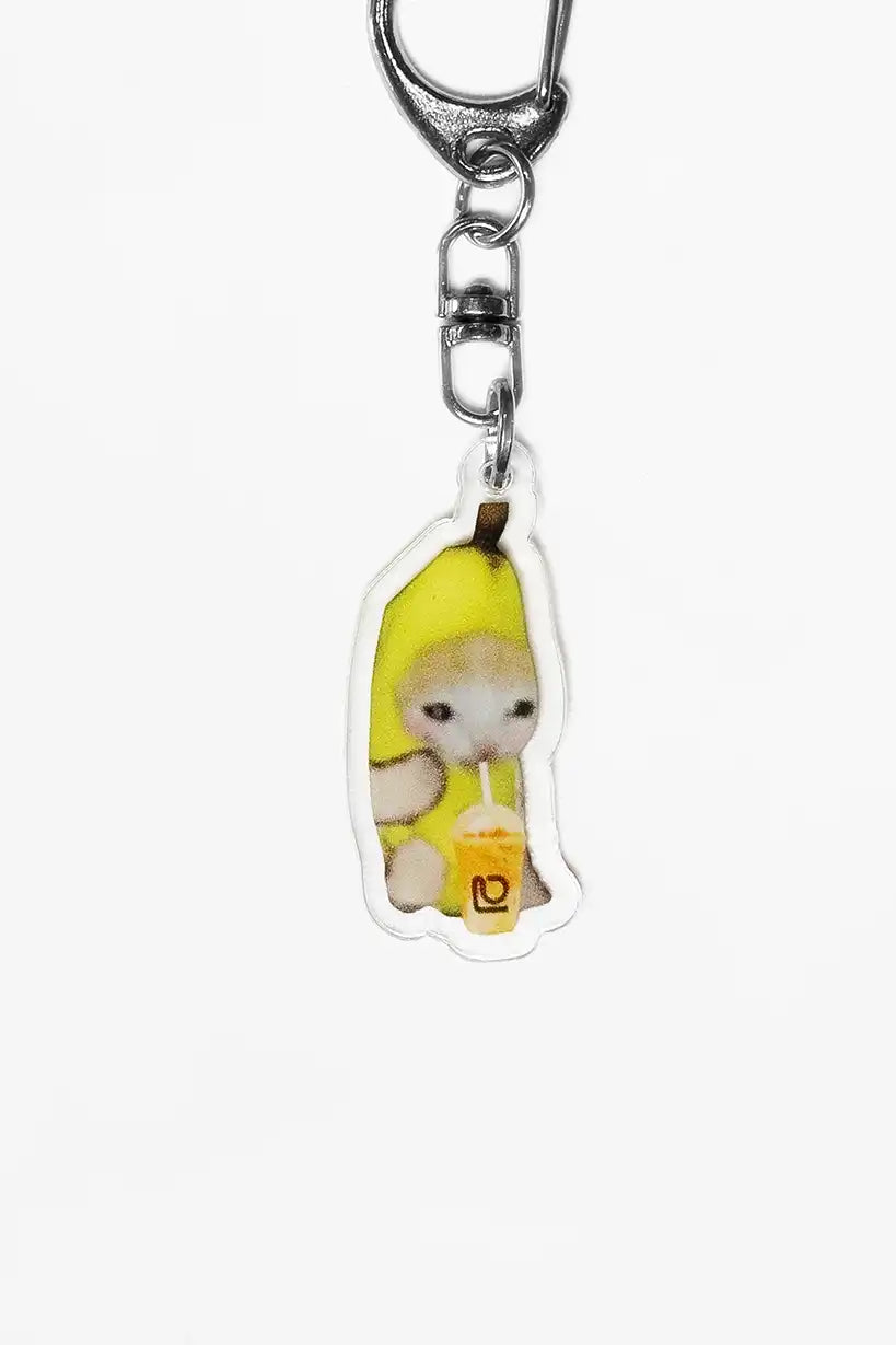 Banana Cats Drinking Boba Tea • Keychain Acrylic