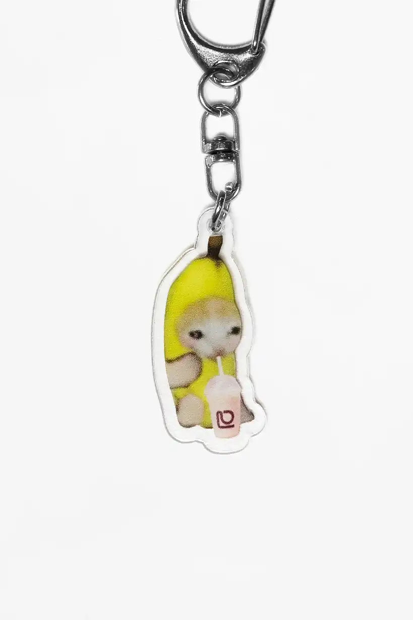 Banana Cats Drinking Boba Tea • Keychain Acrylic