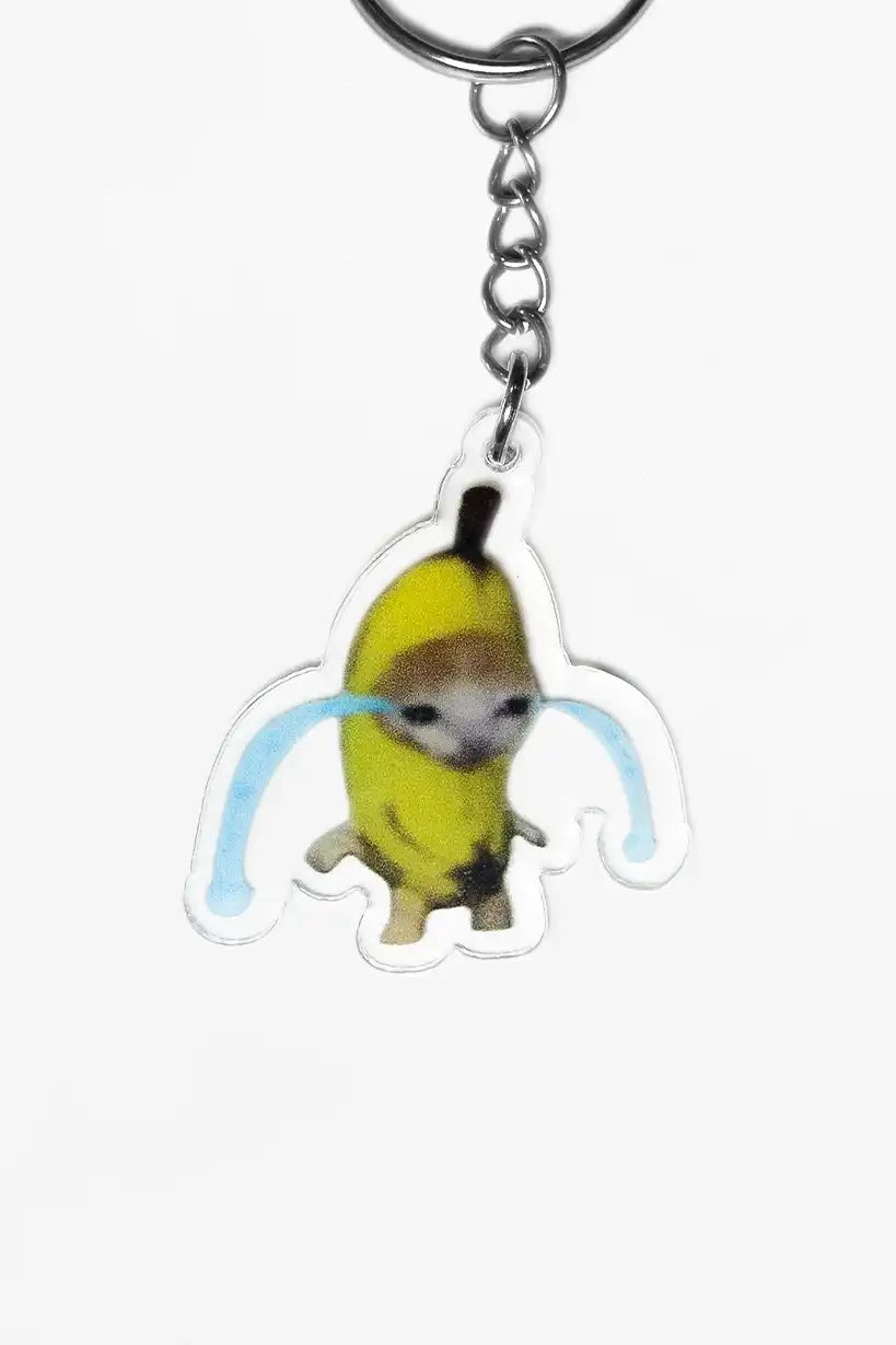 Crying Banana + Heart banana Cat • Keychain Acrylic