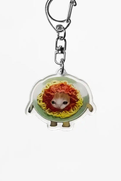 Spaghetti Orange and Kiwi Cat • Keychain Acrylic