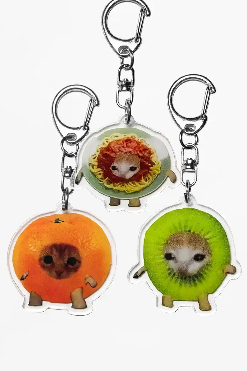 Spaghetti Orange and Kiwi Cat • Keychain Acrylic