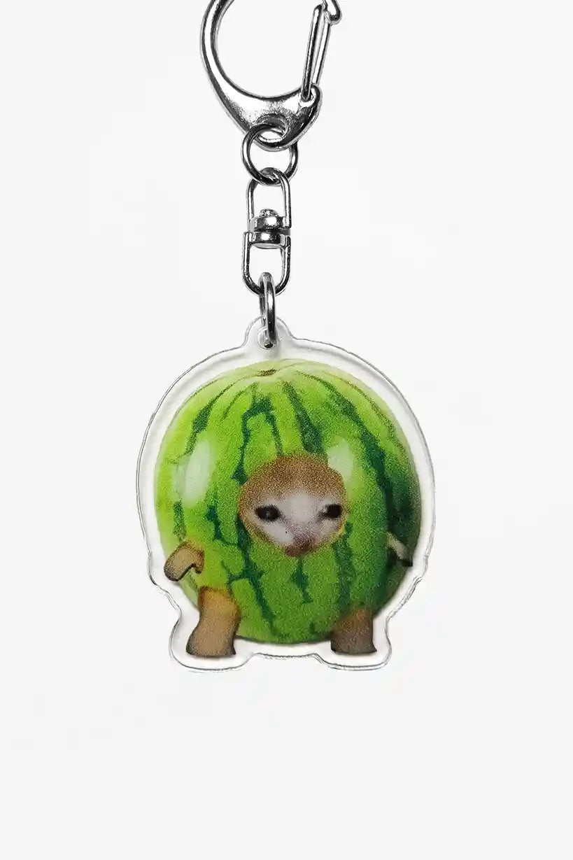 Apple and Watermelon Cat • Keychain Acrylic