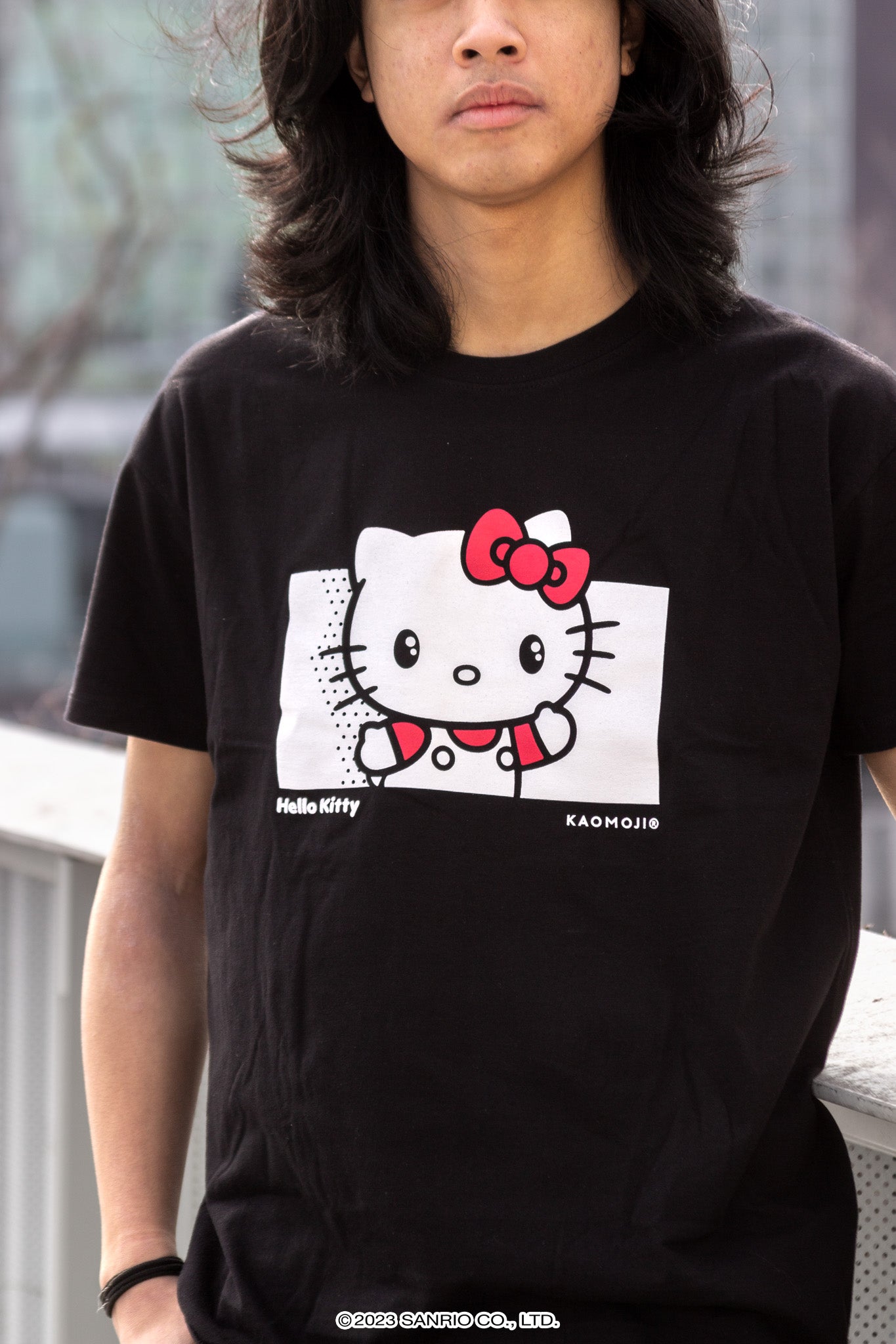 Hello Kitty T shirt Black Kaomoji Official